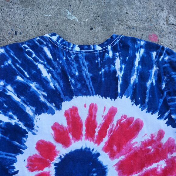City Streets Tie Dye T Shirt Size XL Red White Blue Casual Hippie Indie Festival - Picture 6 of 9
